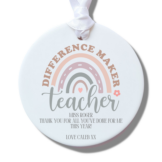 Personalised Difference Maker Teacher Ceramic Decoration