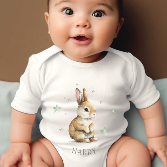 Personalised Boys Bunny Baby Vest