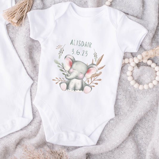 Personalised Happy Elephant Baby Vest