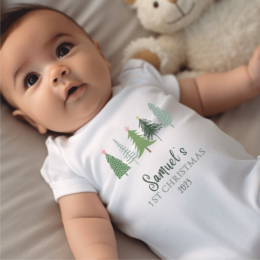 Personalised 1st Christmas Fir Tree Baby Vest