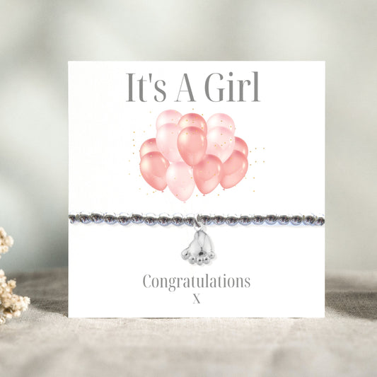 It's A Girl Bracelet - Balloon Gift Card