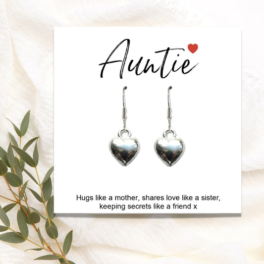 Auntie Heart Earrings & Gift Card