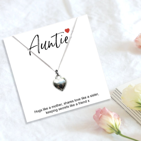 Auntie Heart Necklace on Little Quote Gift Card