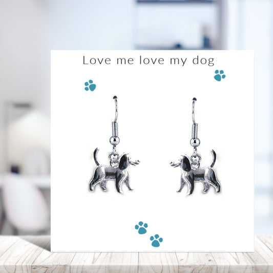 Love Me Love My Dog Earrings on Message Card