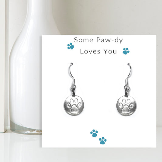 Some Paw-dy Loves You - Earrings on Message Card