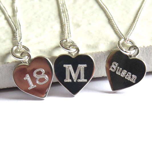 Personalised Sterling Silver Mini Heart Necklace