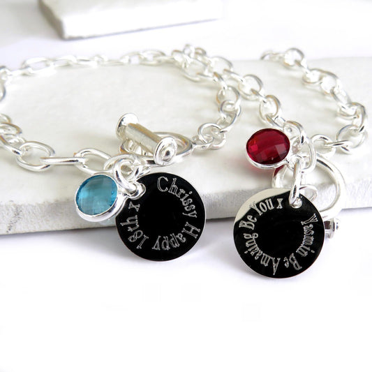 Personalised Birthstone Charm Link Bracelet