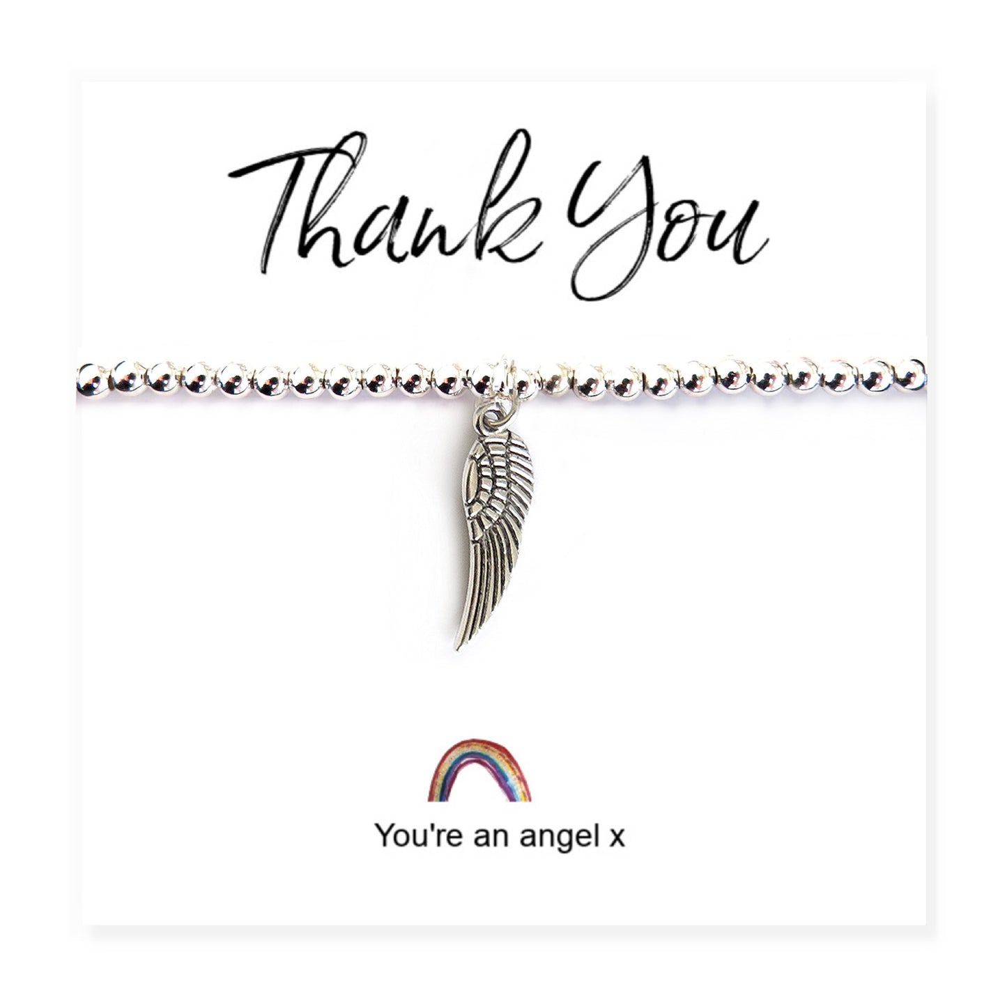 Angel Wing Bracelet on Rainbow Thank You Gift Card