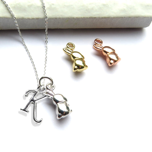 Personalised Initial Bunny Rabbit Charm Necklace