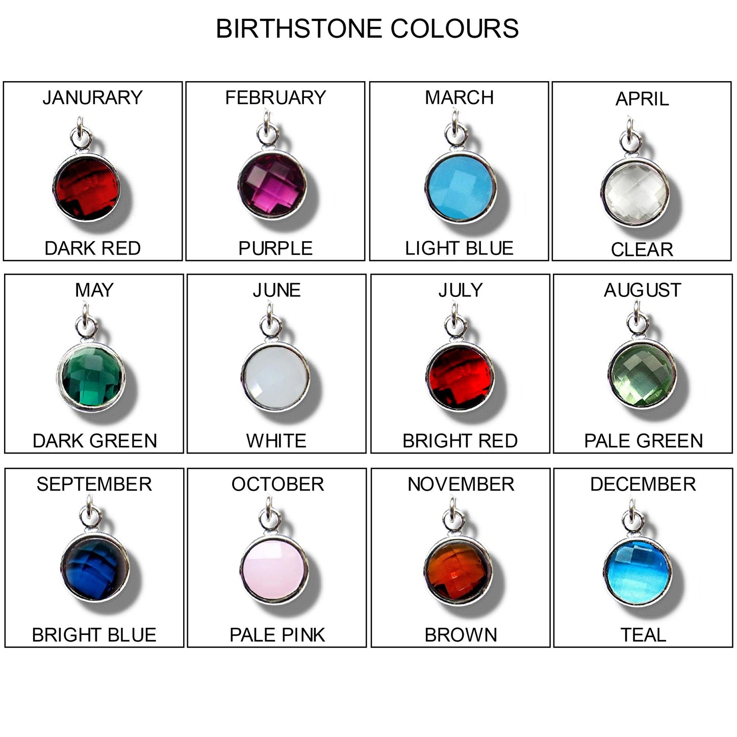 Personalised Birthstone Charm Silver Necklace