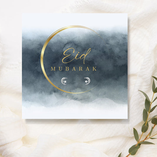 Eid Mubarak Moon & Star Earrings on Message Card