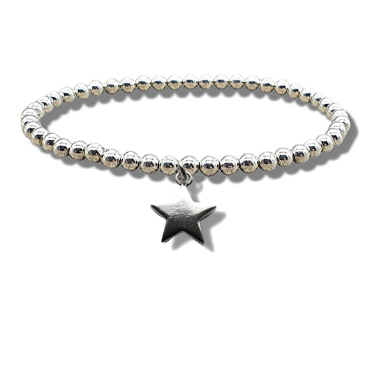 Star Silver Beaded Bracelet