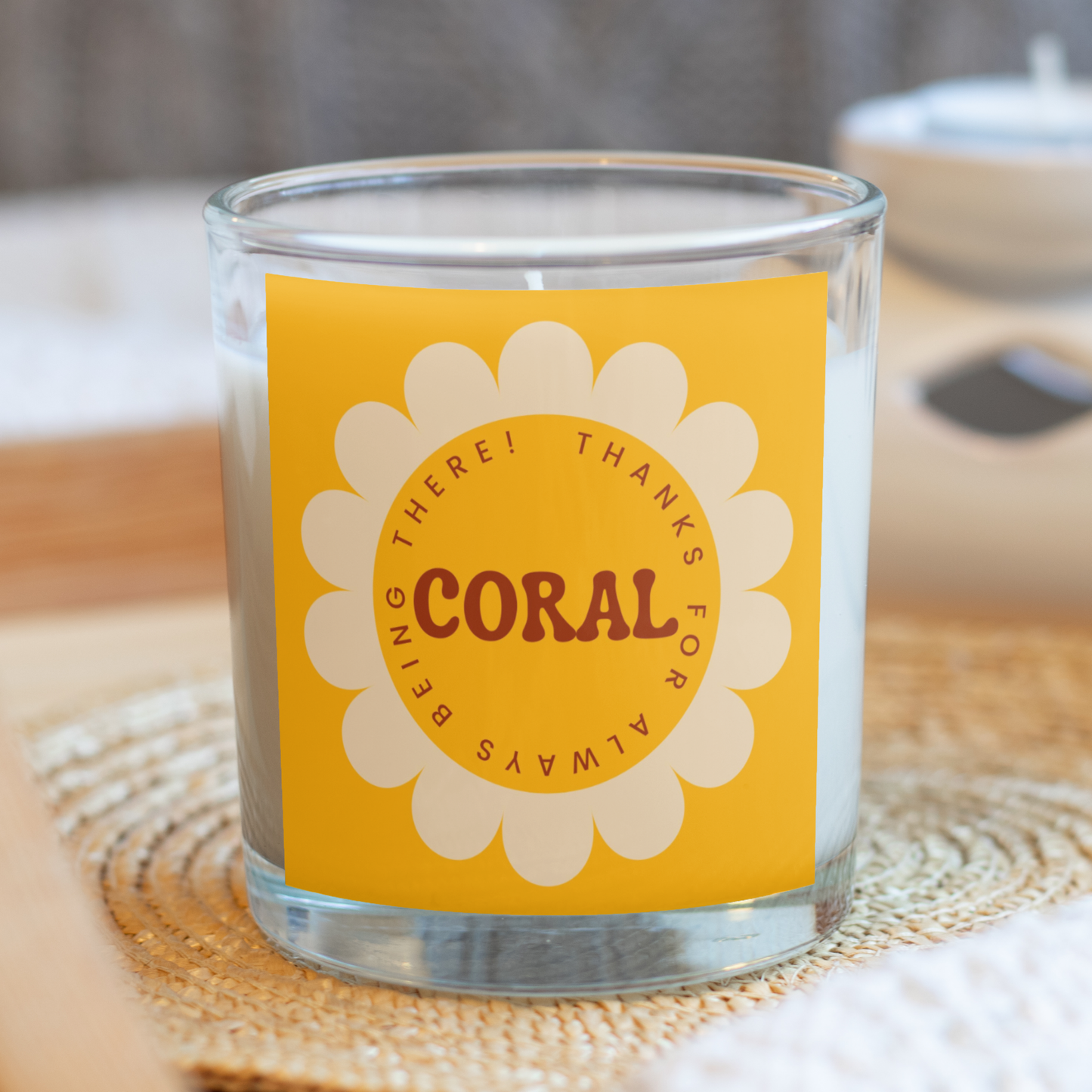 Yellow Personalised Thanks for Always Being There Glass Jar Candle
