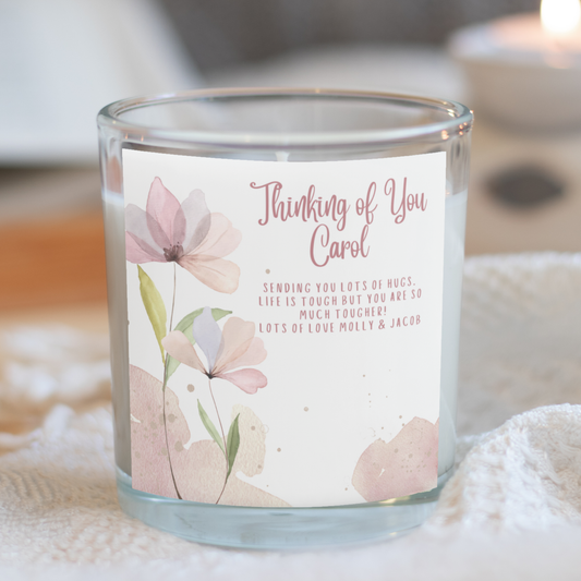 Personalised Thinking of You Glass Jar Candle