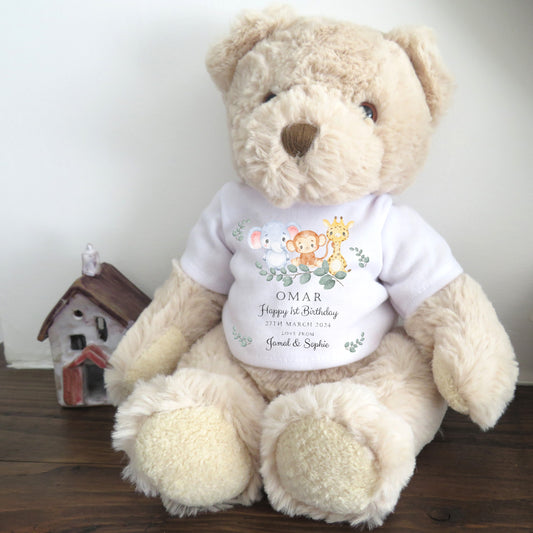 Personalised Luxury Teddy Bear Animals Boys Birthday T-shirt