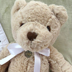 Personalised Teddy Bear & Edge Disc, White Ribbon