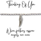 Angel Feather Silver Beaded Bracelet & Card