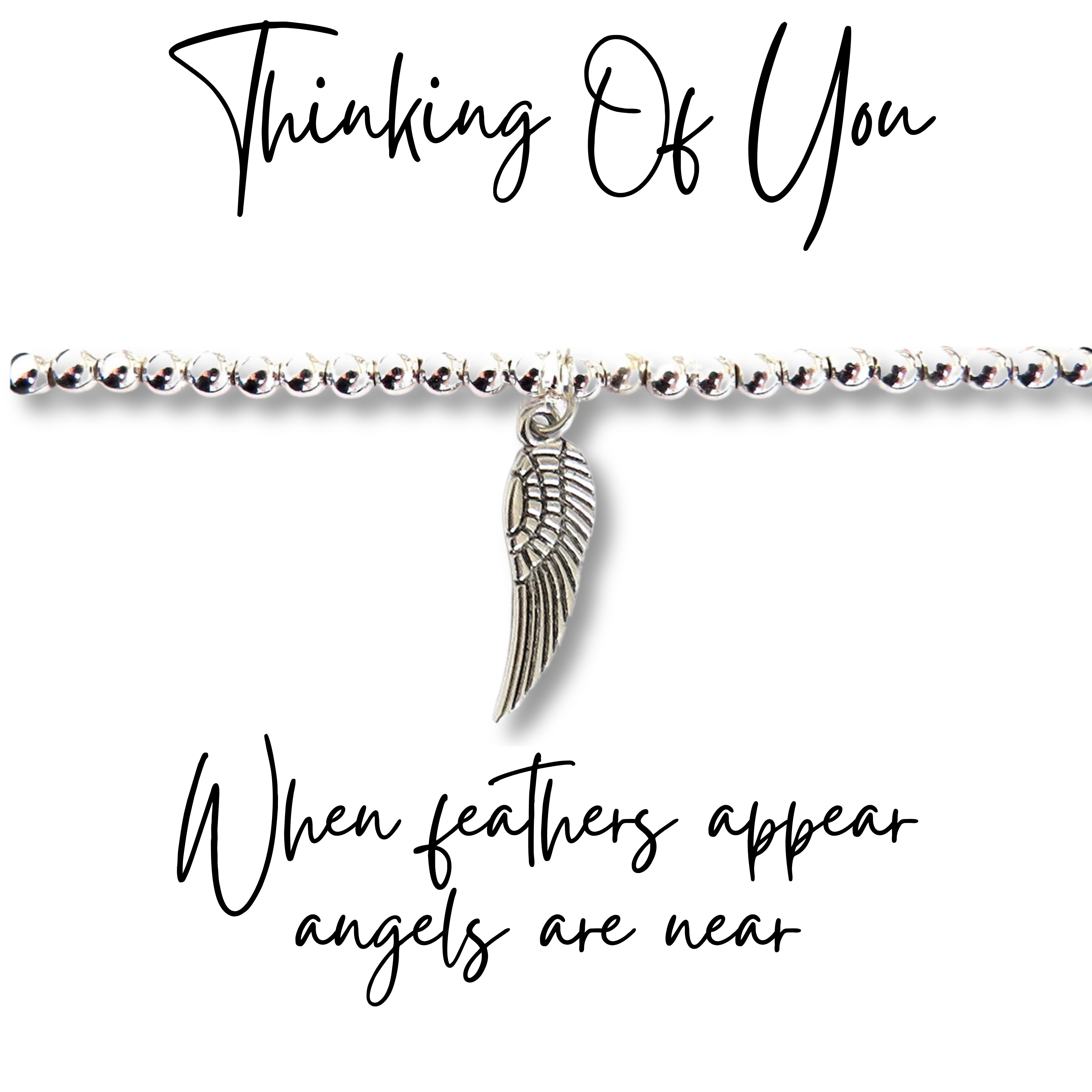 Angel Feather Silver Beaded Bracelet & Card