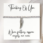 Angel Feather Silver Beaded Bracelet & Card