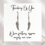 Angel Feather Silver Earrings & Card | When Feathers Appear Angels are Near