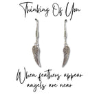 Angel Feather Silver Earrings & Card | When Feathers Appear Angels are Near