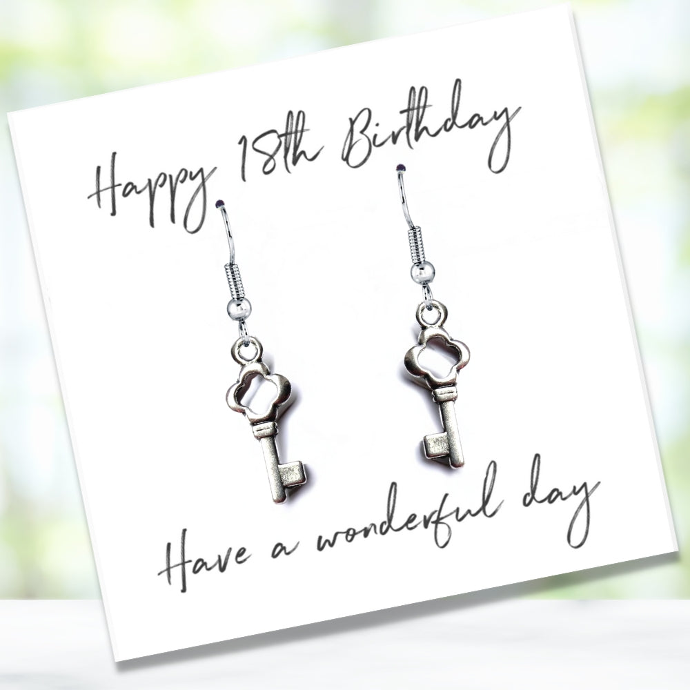 Happy 18th Birthday Earrings & Gift Card