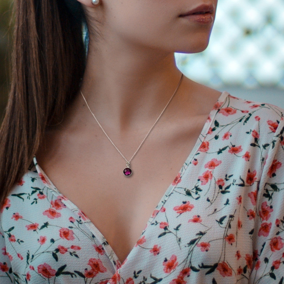 Personalised Birthstone Charm Silver Necklace