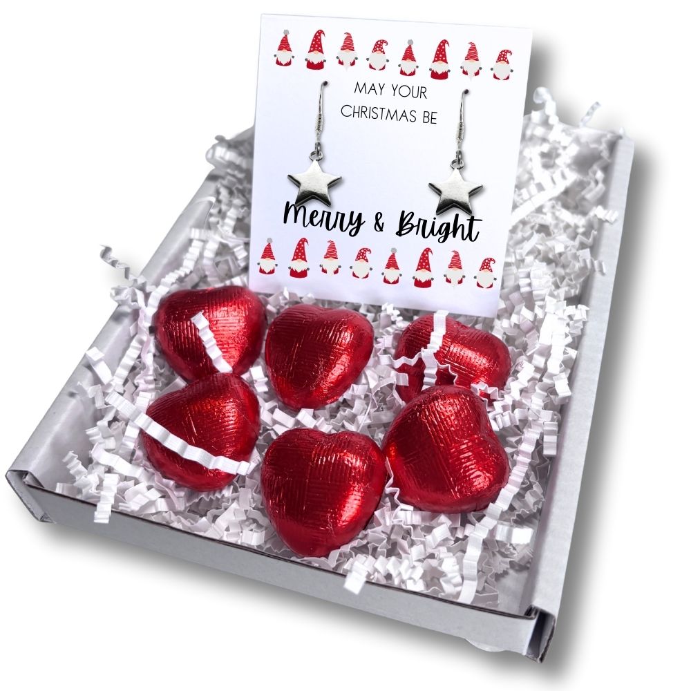 Merry & Bright Christmas Mini Gift Hamper with Silver Star Earrings