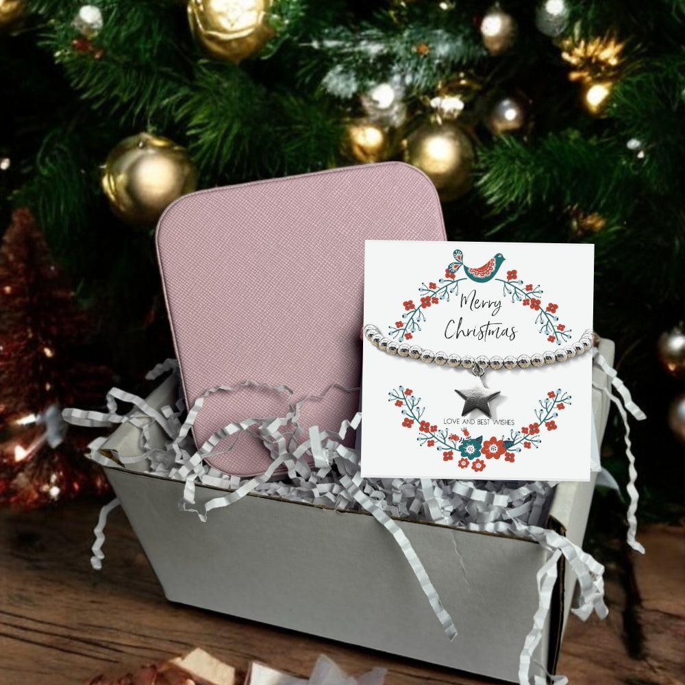 Small Christmas Hamper Silver Star Bracelet & Jewellery Box