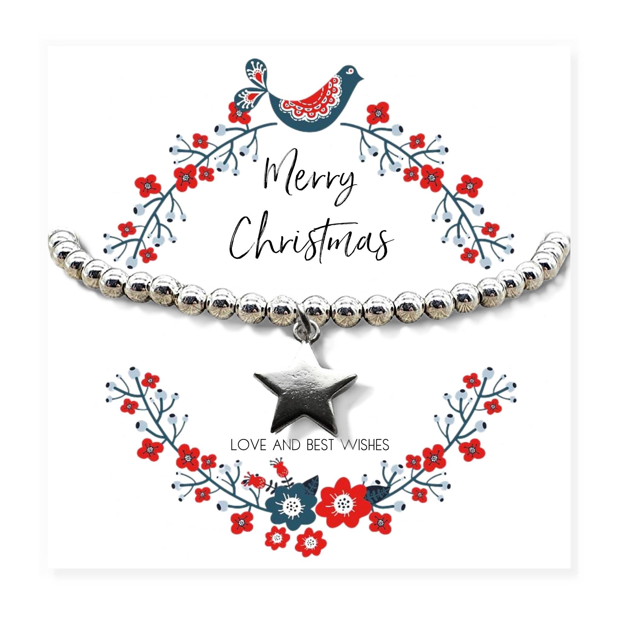 Small Merry Christmas Star Gift Hamper | Bracelet, Chocolates & Candle