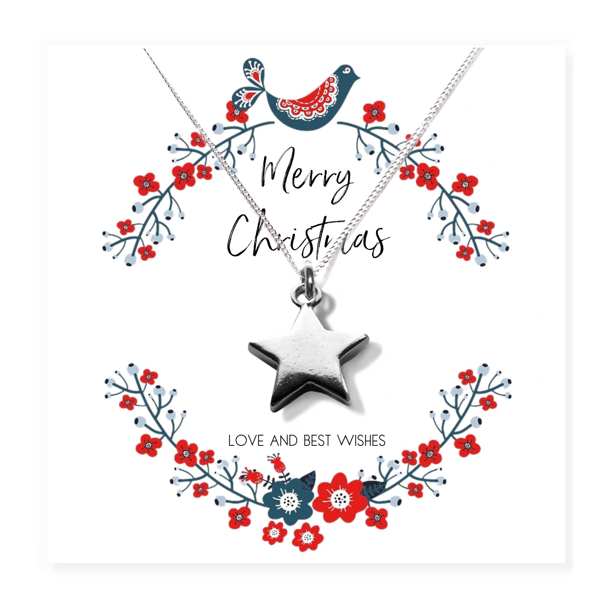 Small Merry Christmas Star Gift Hamper | Necklace, Chocolates & Candle