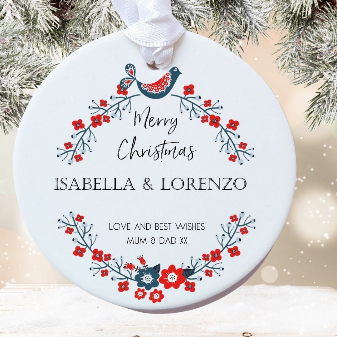 Personalised Merry Christmas Ceramic Decoration