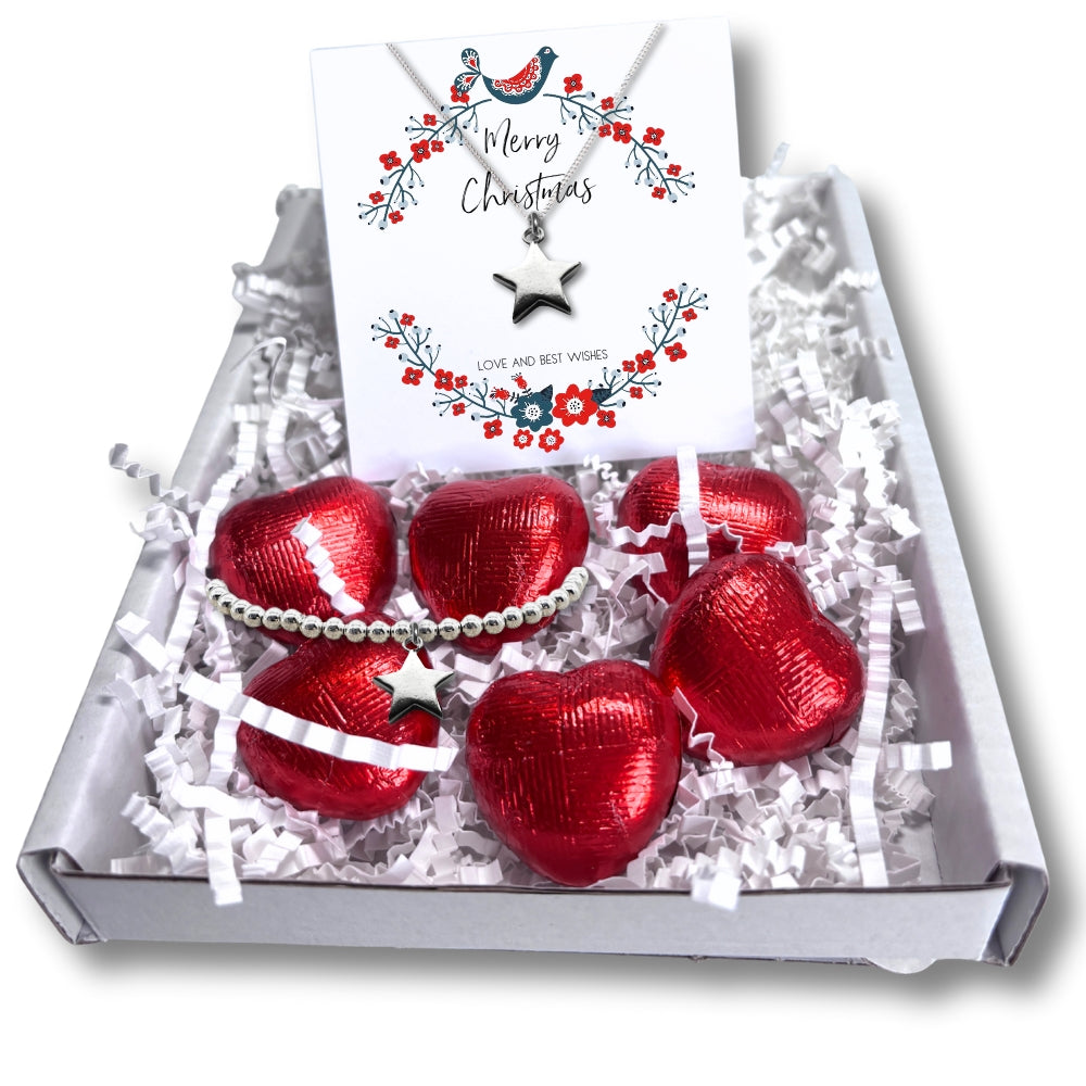 Christmas Star Mini Gift Hamper with Silver Star Necklace