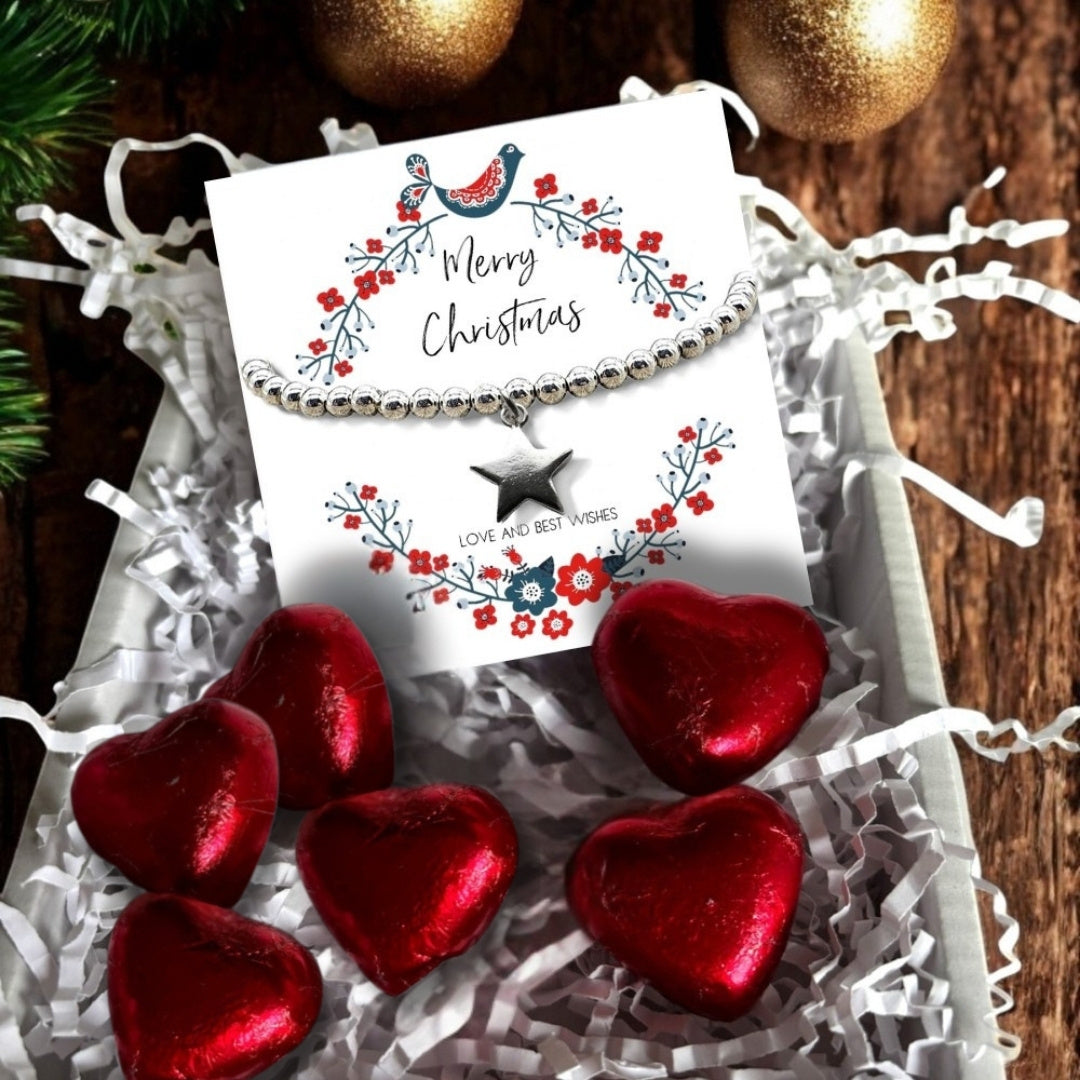 Christmas Star Mini Gift Hamper with Silver Bracelet