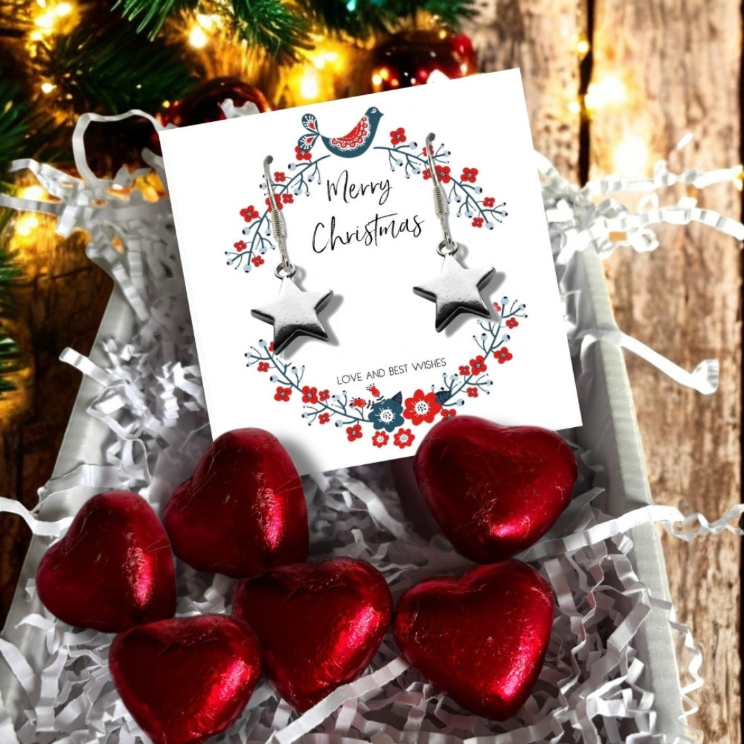 Christmas Star Mini Gift Hamper with Silver Star Earrings