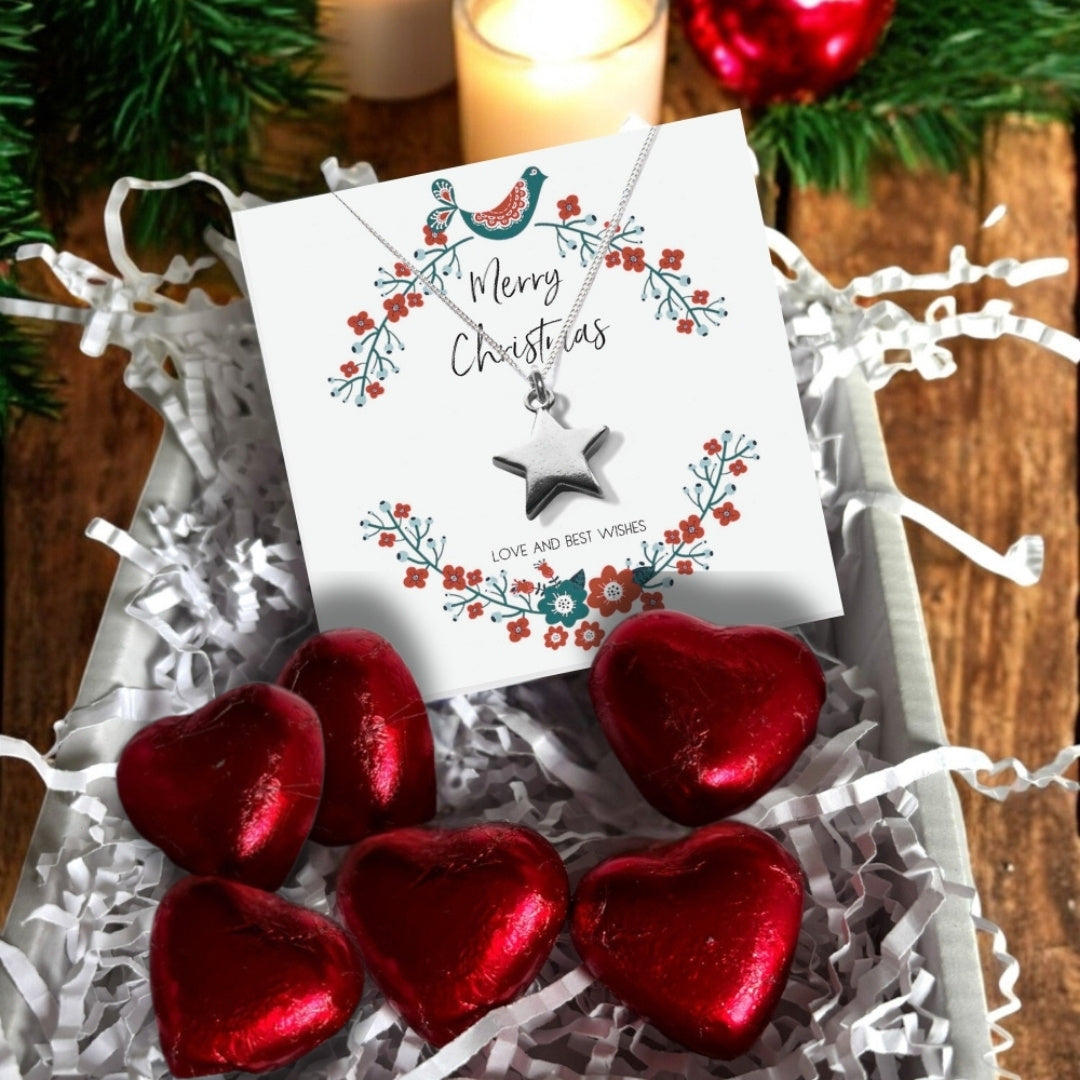 Christmas Star Mini Gift Hamper with Silver Star Necklace