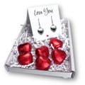 Silver Heart Drop Earrings & Love You Mini Gift Hamper