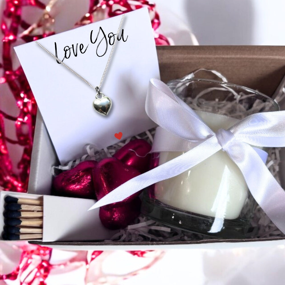 Small Love You Gift Hamper | Candle, Heart Necklace, Chocolates