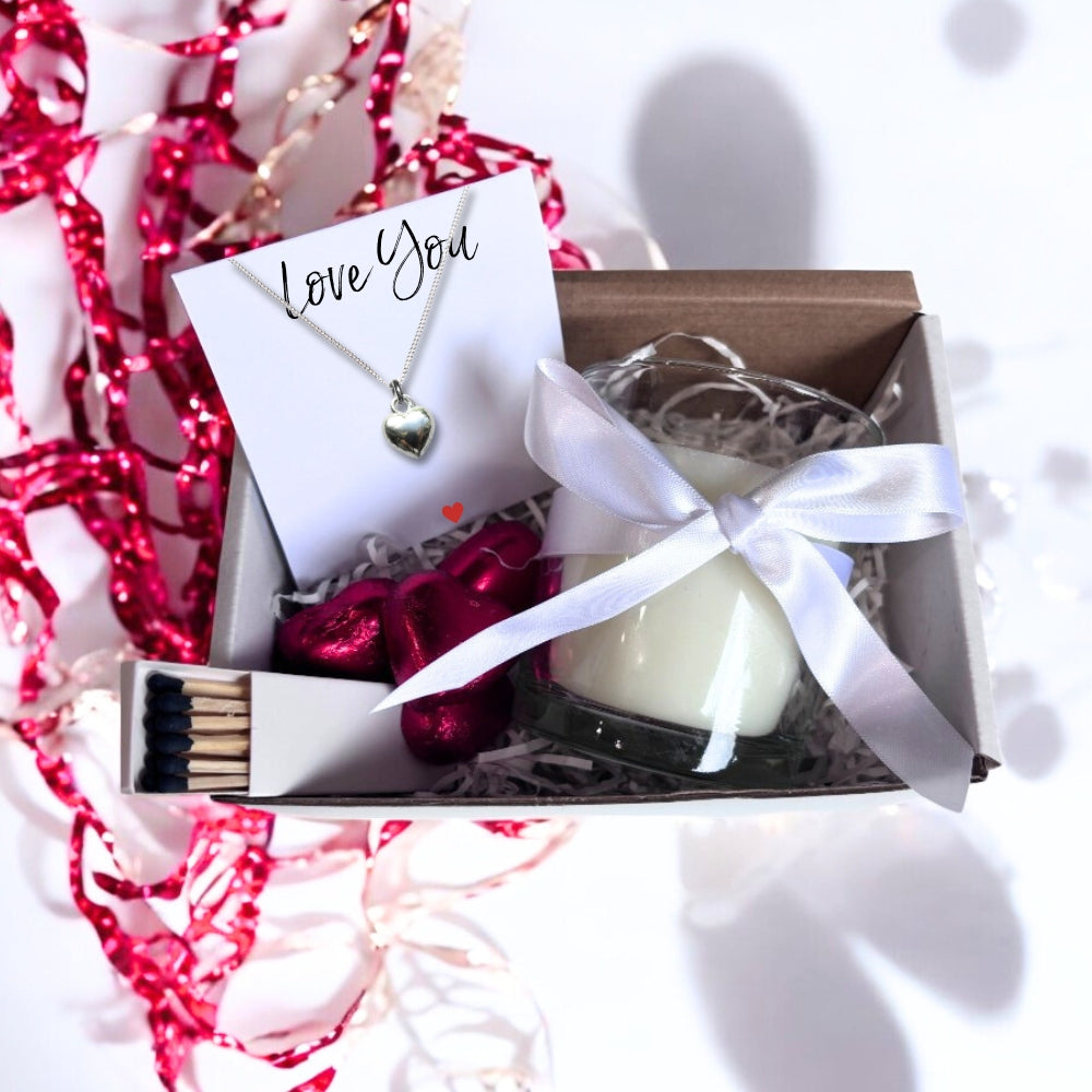 Small Love You Gift Hamper | Candle, Heart Necklace, Chocolates