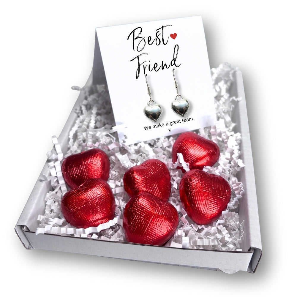 Best Friend Mini Gift Hamper with Silver Heart Earrings