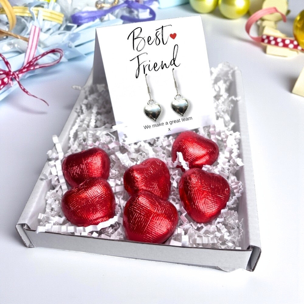 Best Friend Mini Gift Hamper with Silver Heart Earrings