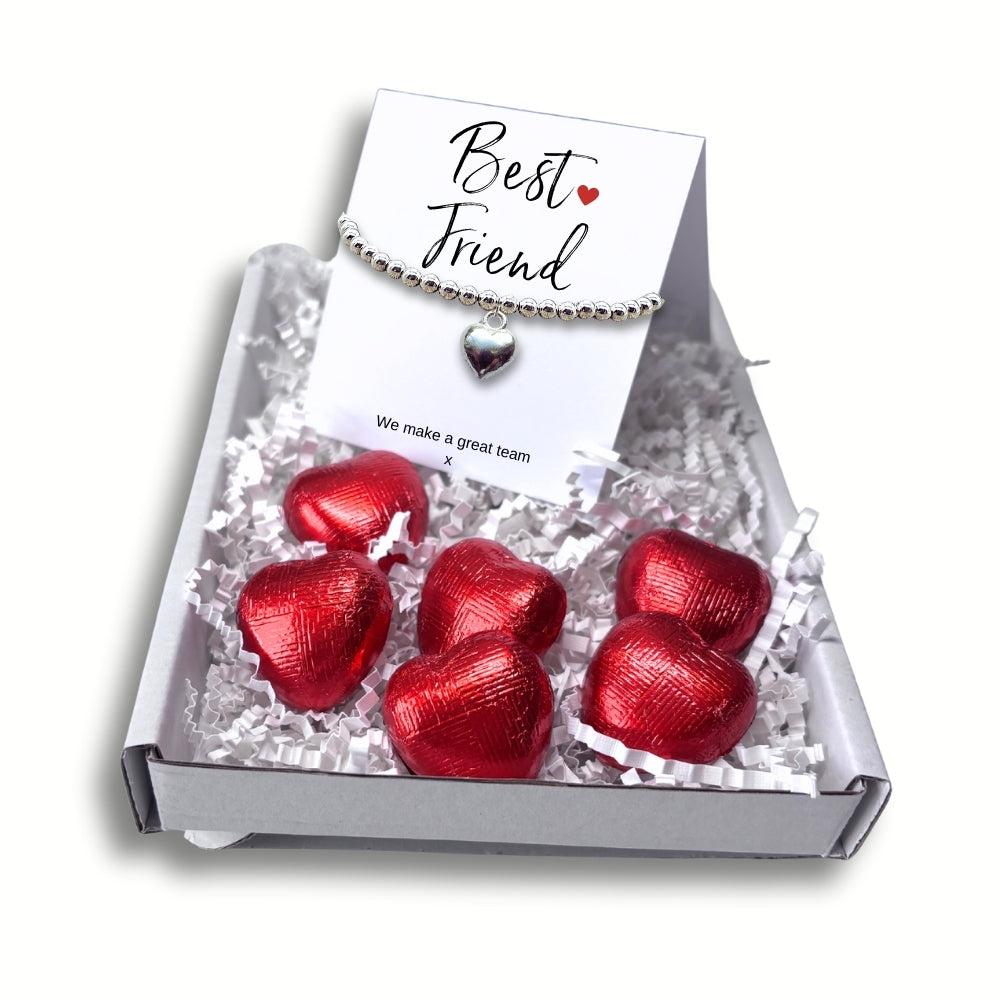 Best Friend Mini Gift Hamper with Silver Heart Bracelet