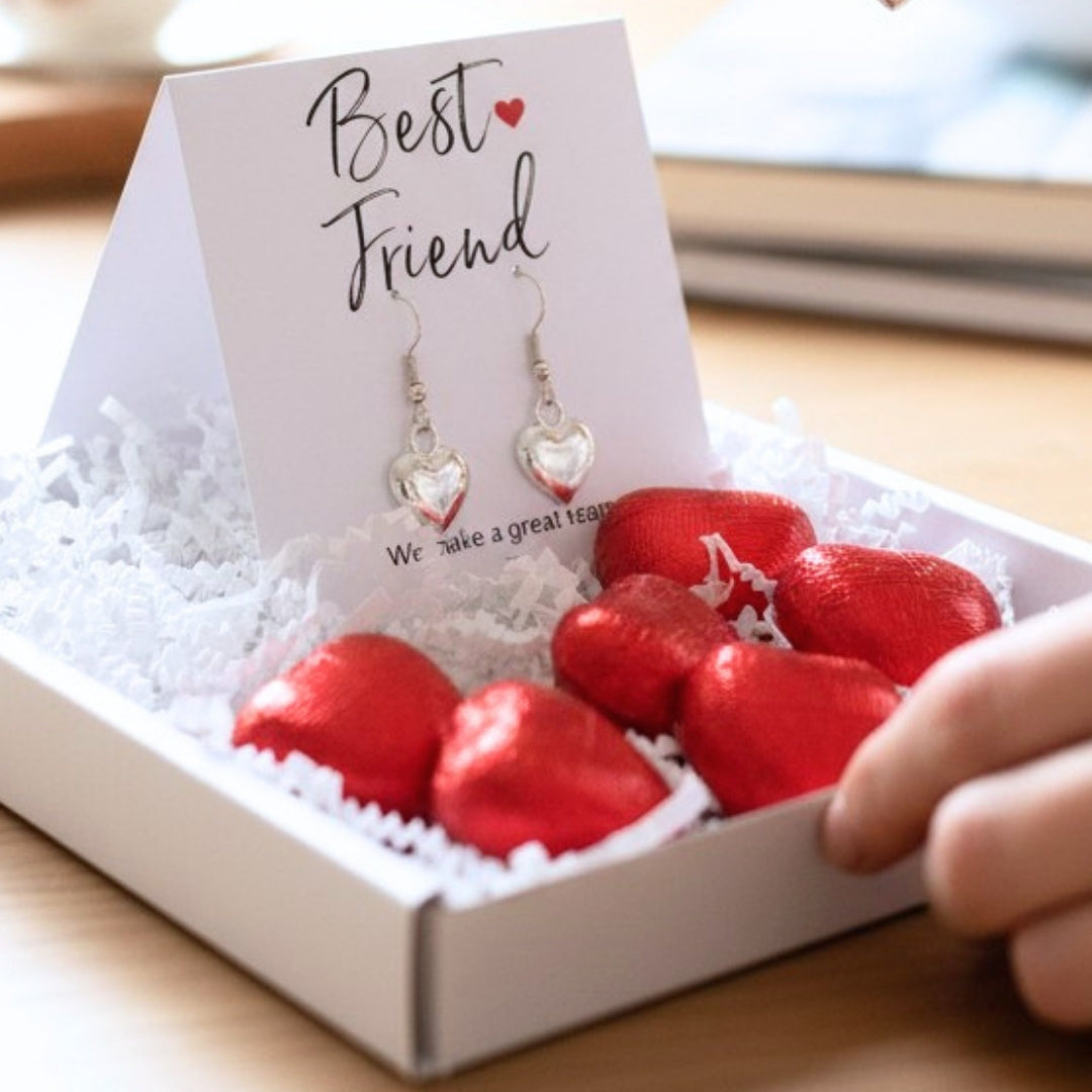 Best Friend Mini Gift Hamper with Silver Heart Earrings