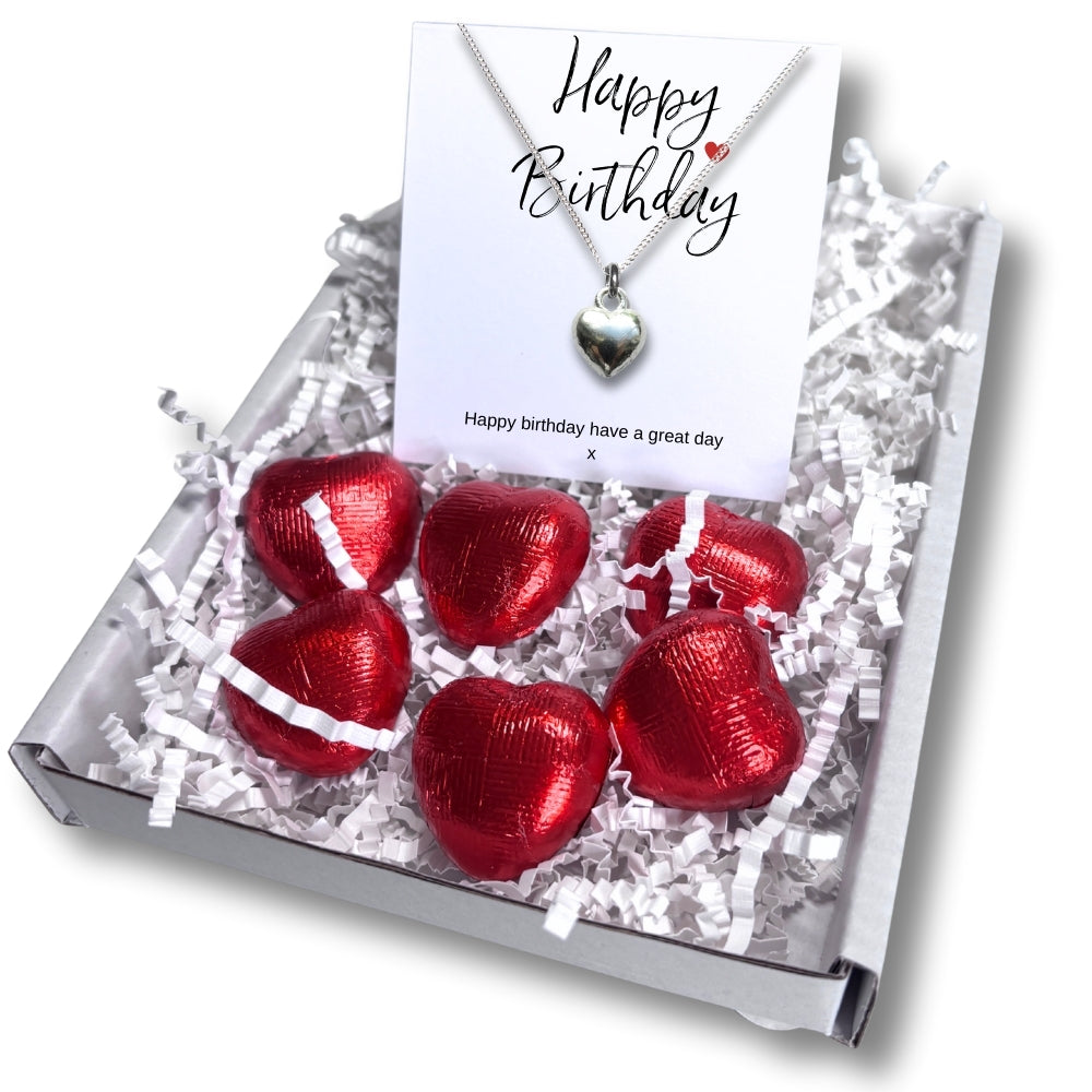 Happy Birthday Mini Gift Hamper with Silver Heart Necklace