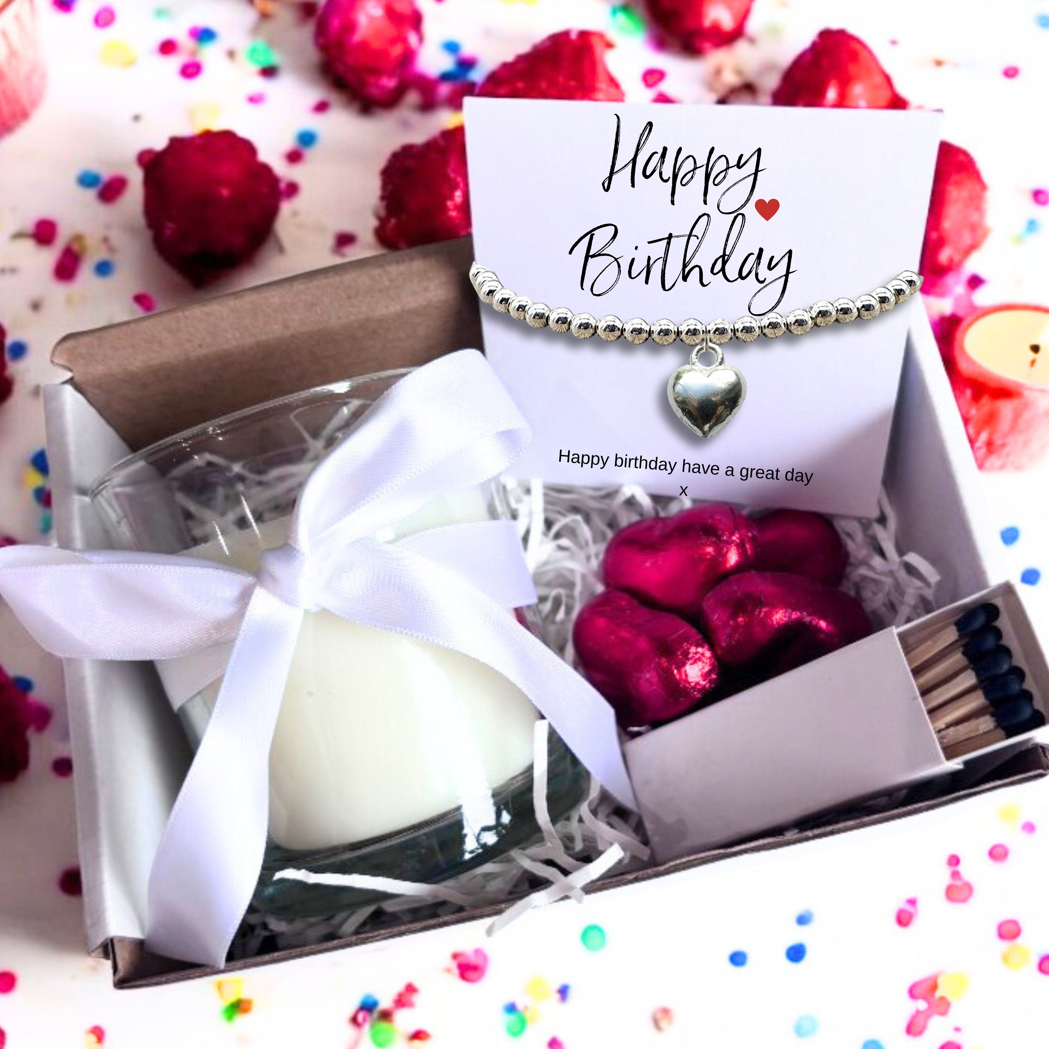 Small Happy Birthday Gift Hamper | Bracelet, Chocolates & Candle
