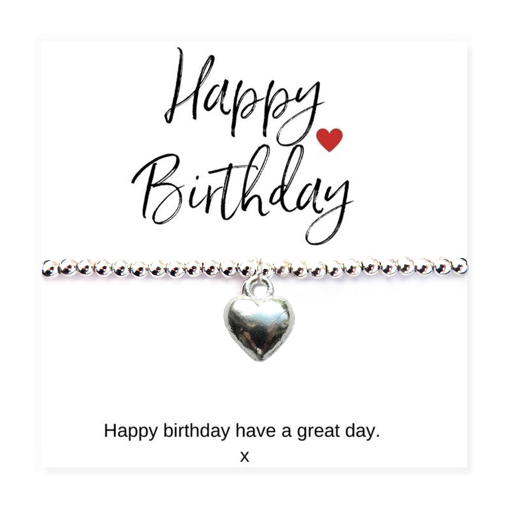 Happy Birthday Mini Gift Hamper with Silver Heart Bracelet