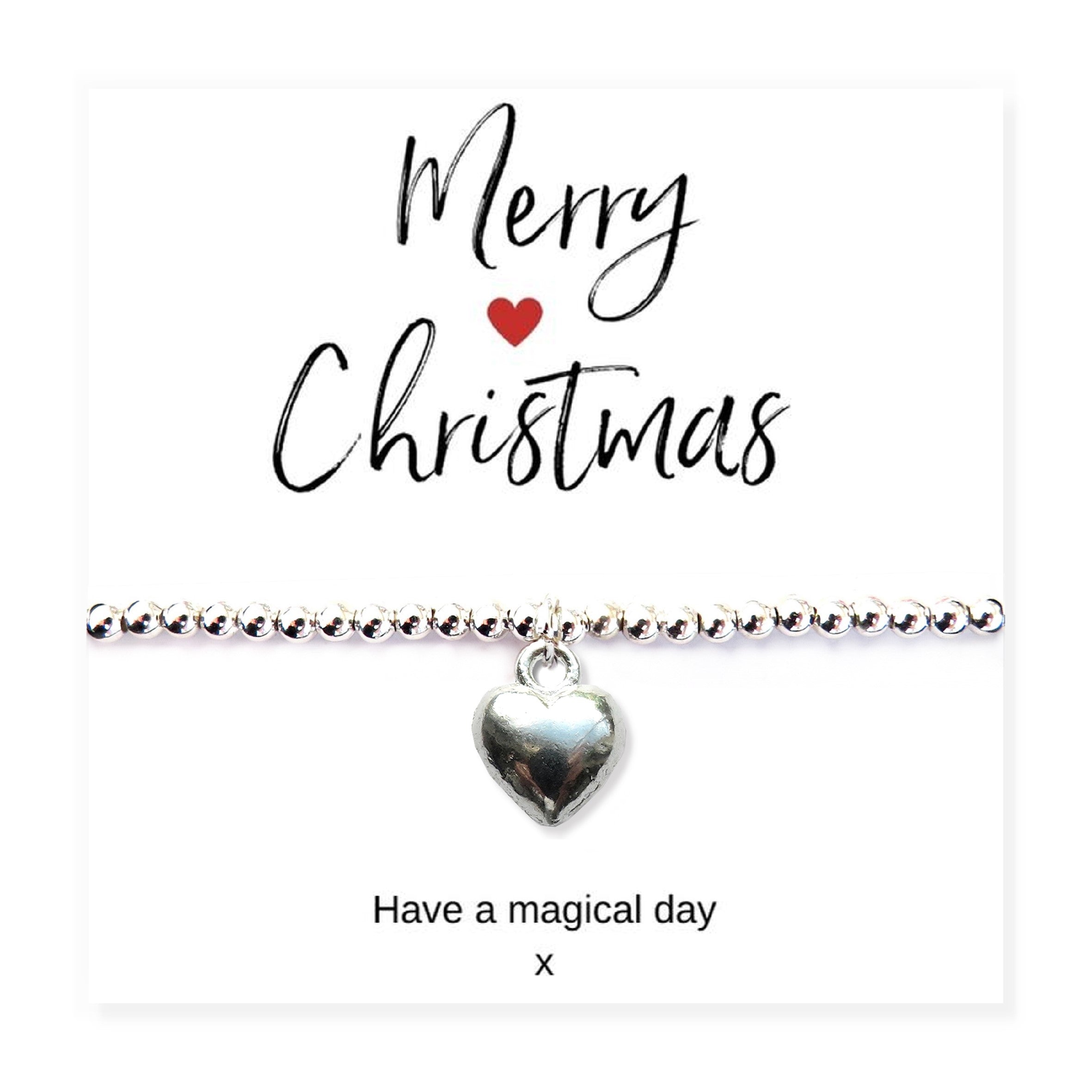 Merry Christmas Mini Gift Hamper with Silver Heart Bracelet