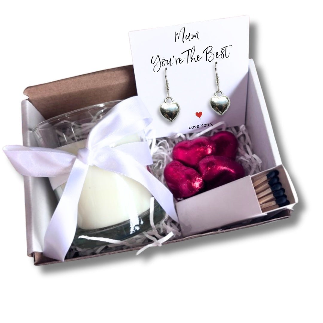 Personalised Mum You're The Best Earrings & Candle Gift Hamper