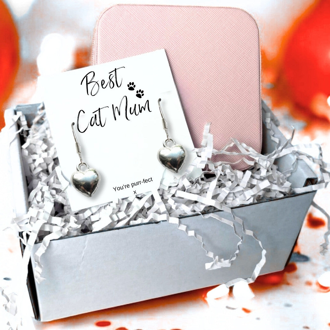 Best Cat Mum Earrings & Jewellery Box Gift