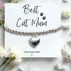 Best Cat Mum Mini Gift Hamper with Silver Heart Bracelet